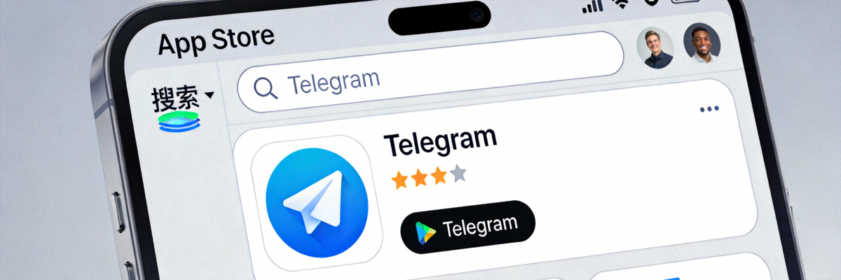 macOS系统App Store中搜索并显示Telegram应用的界面截图