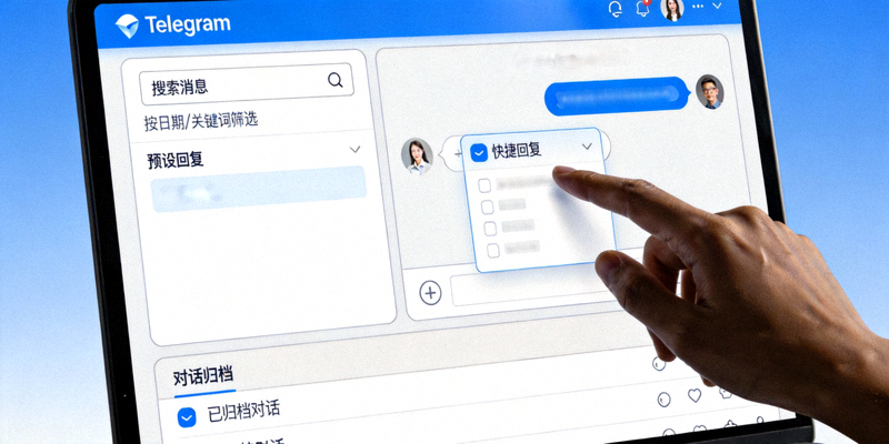 Telegram电脑版桌面客户端展示消息搜索、快捷回复和对话归档等高效操作