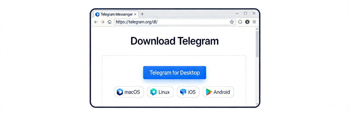 Windows电脑上访问Telegram官方网站下载页面的浏览器截图